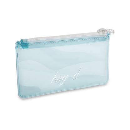 BAG-D frosted TPU makeup pouch open showing interior space